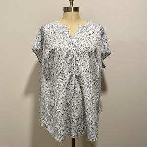 Croft & Barrow Blue Dot Button Top Size 1X
